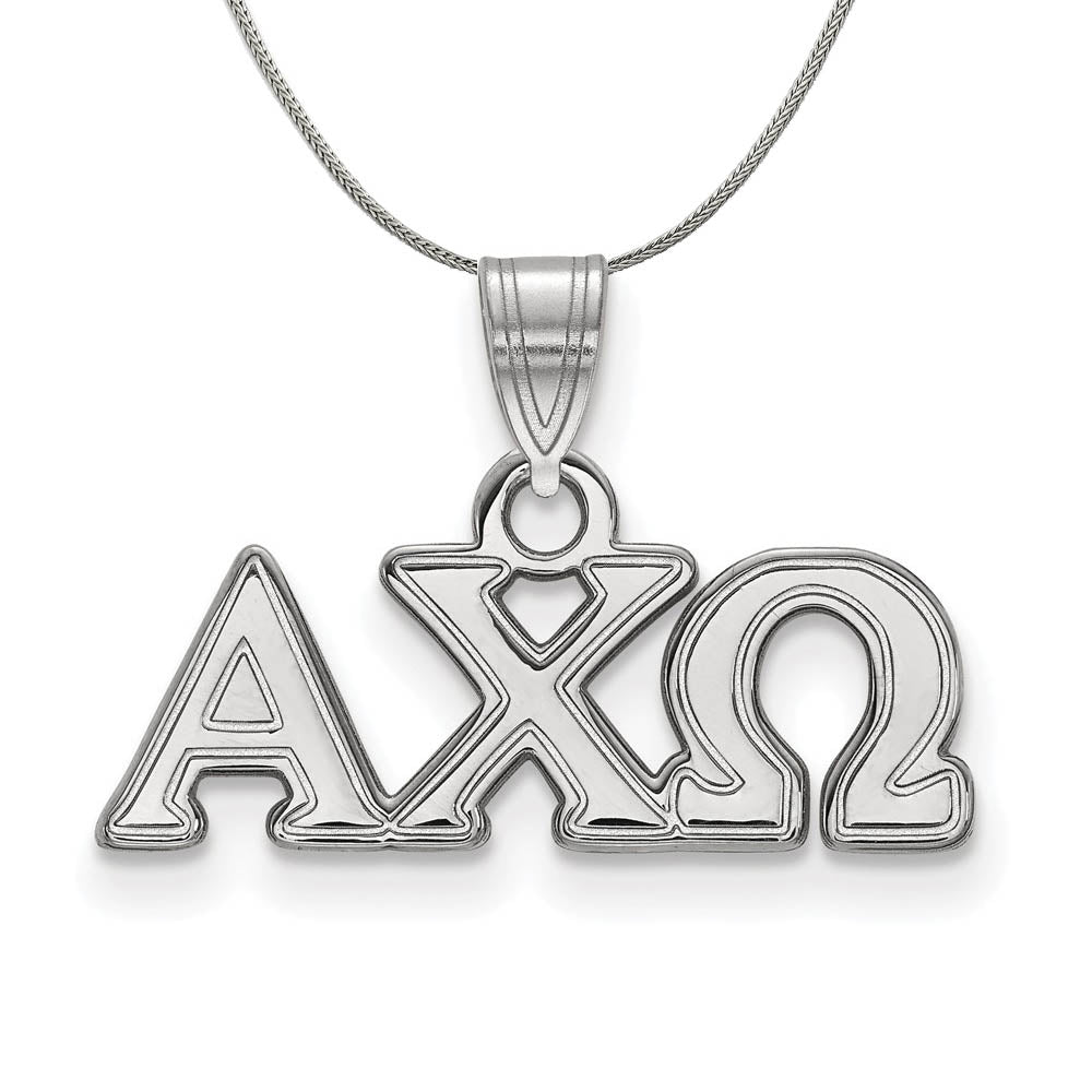 Sterling Silver Alpha Chi Omega Small Greek Pendant Necklace, Item N17754 by The Black Bow Jewelry Co.