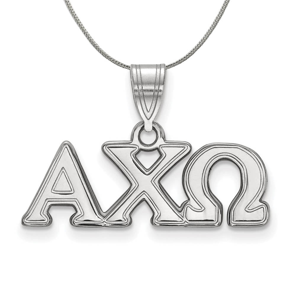 Sterling Silver Alpha Chi Omega Medium Greek Pendant Necklace, Item N17755 by The Black Bow Jewelry Co.
