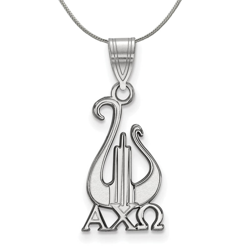 Sterling Silver Alpha Chi Omega Medium Pendant Necklace, Item N17759 by The Black Bow Jewelry Co.