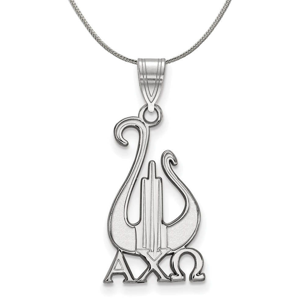 Sterling Silver Alpha Chi Omega Large Pendant Necklace, Item N17760 by The Black Bow Jewelry Co.