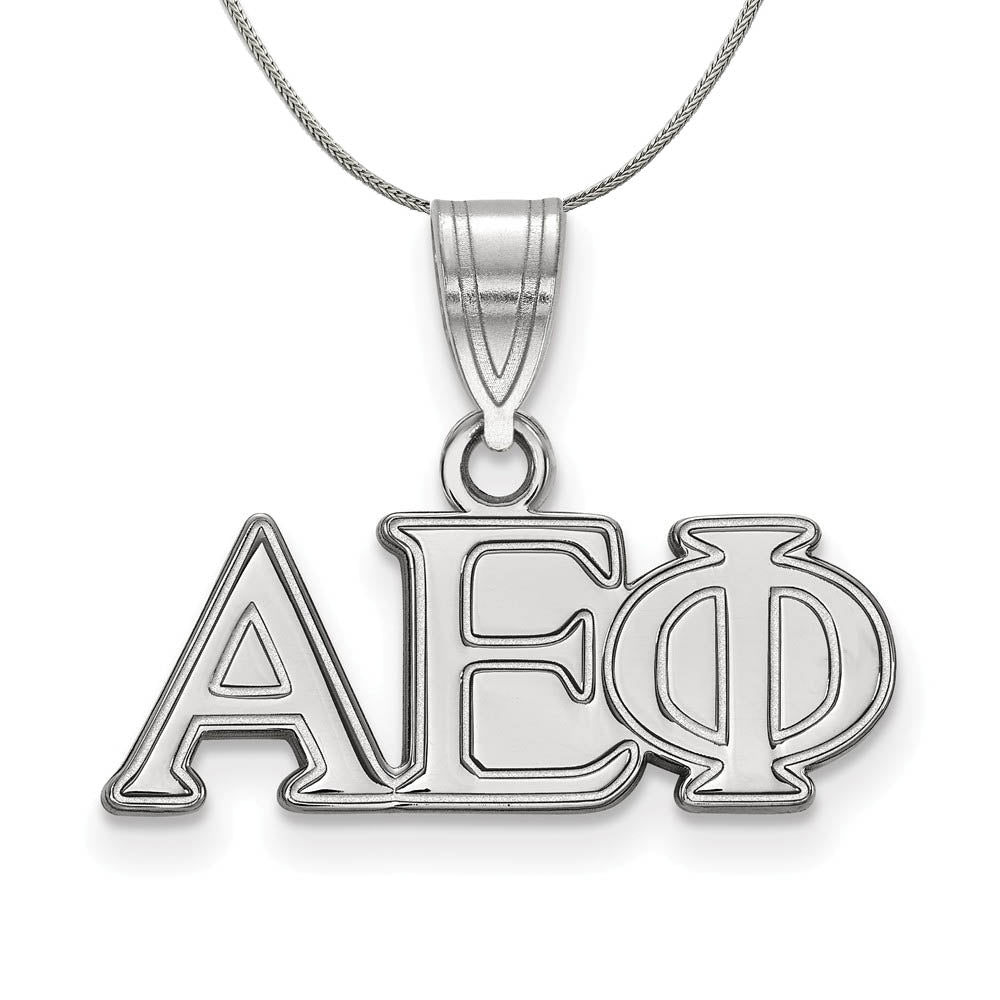 Sterling Silver Alpha Epsilon Phi Medium Greek Necklace, Item N17775 by The Black Bow Jewelry Co.