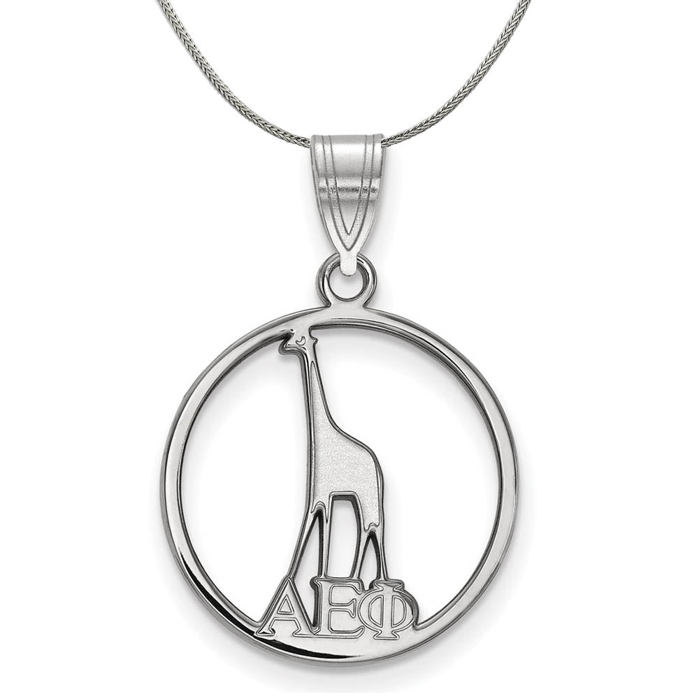 Sterling Silver Alpha Epsilon Phi Small Circle Pendant Necklace, Item N17782 by The Black Bow Jewelry Co.