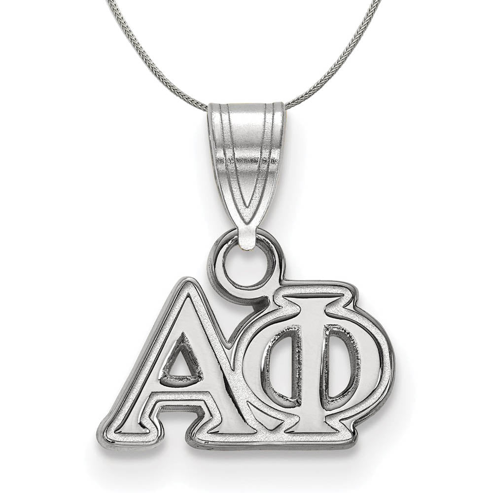 Sterling Silver Alpha Phi Small Greek Pendant Necklace, Item N17794 by The Black Bow Jewelry Co.