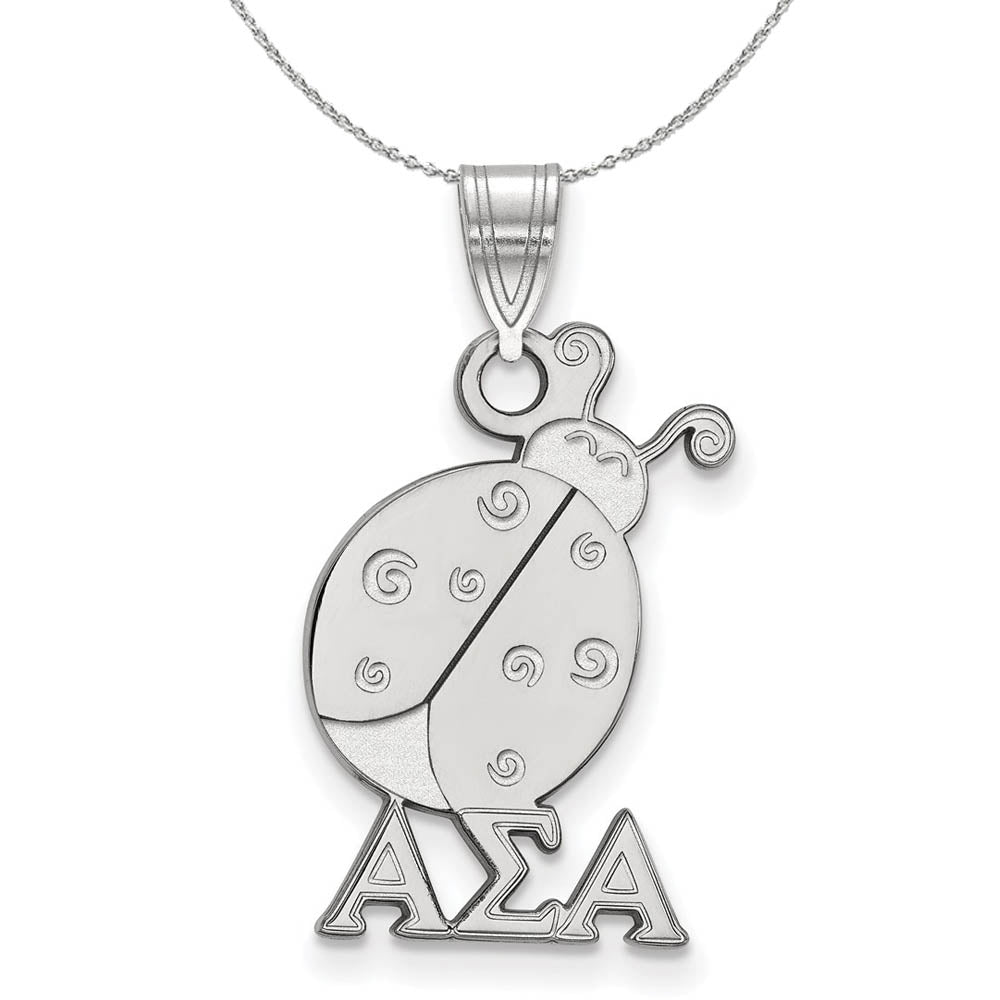 Sterling Silver Alpha Sigma Alpha Medium Pendant Necklace, Item N17810 by The Black Bow Jewelry Co.