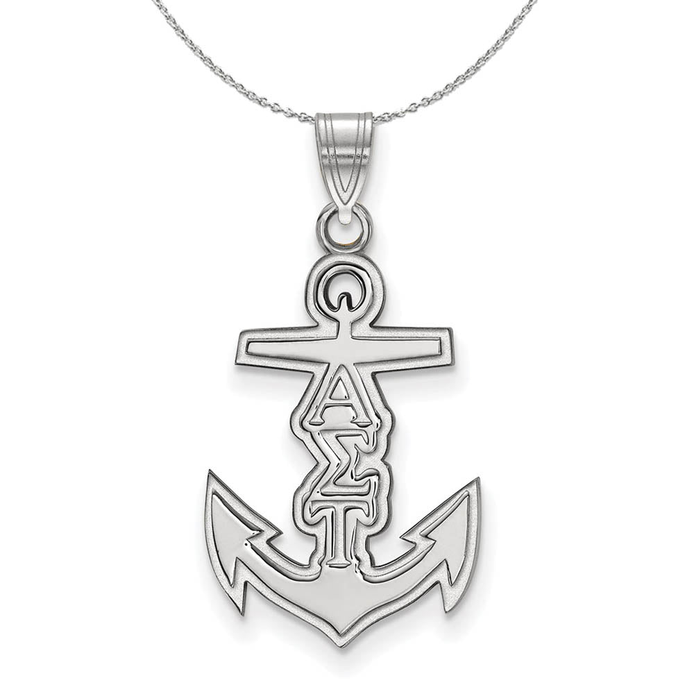 Sterling Silver Alpha Sigma Tau Small Pendant Necklace, Item N17819 by The Black Bow Jewelry Co.