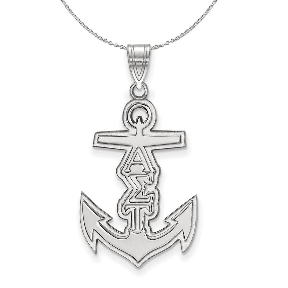 Sterling Silver Alpha Sigma Tau Medium Pendant Necklace, Item N17820 by The Black Bow Jewelry Co.