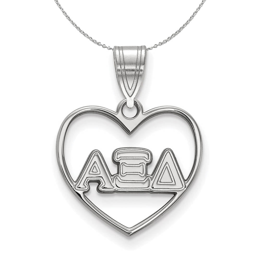 Sterling Silver Alpha Xi Delta Heart Greek Necklace, Item N17826 by The Black Bow Jewelry Co.