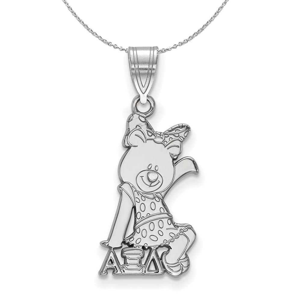 Sterling Silver Alpha Xi Delta Medium Pendant Necklace, Item N17830 by The Black Bow Jewelry Co.
