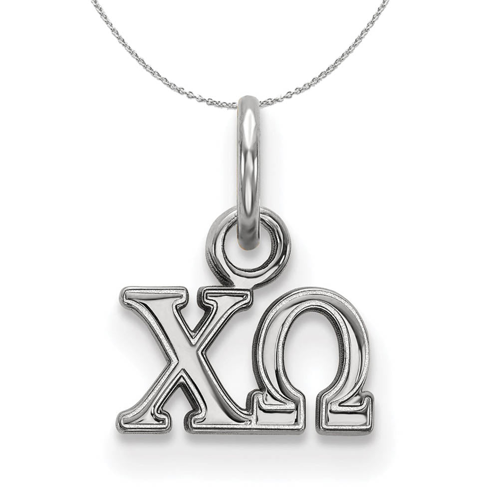 Sterling Silver Chi Omega XS (Tiny) Greek Necklace, Item N17833 by The Black Bow Jewelry Co.