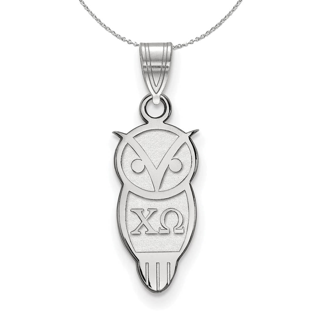 Sterling Silver Chi Omega Small Pendant Necklace, Item N17839 by The Black Bow Jewelry Co.