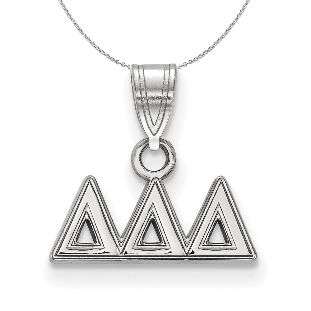 Sterling Silver Delta Delta Delta Small Greek Necklace, Item N17844 by The Black Bow Jewelry Co.