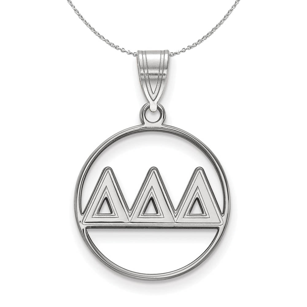 Sterling Silver Delta Delta Delta Medium Circle Greek Necklace, Item N17847 by The Black Bow Jewelry Co.
