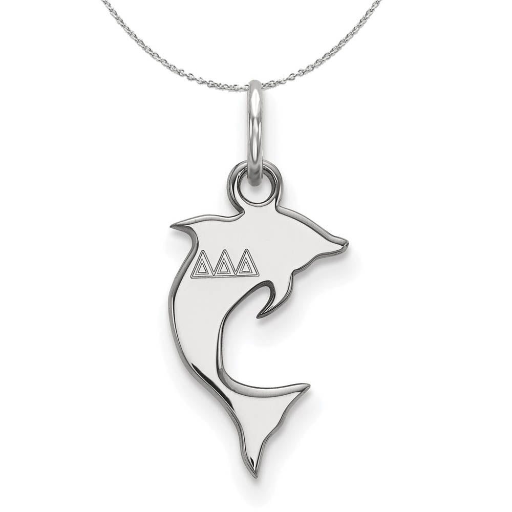 Sterling Silver Delta Delta Delta XS (Tiny) Pendant Necklace, Item N17848 by The Black Bow Jewelry Co.