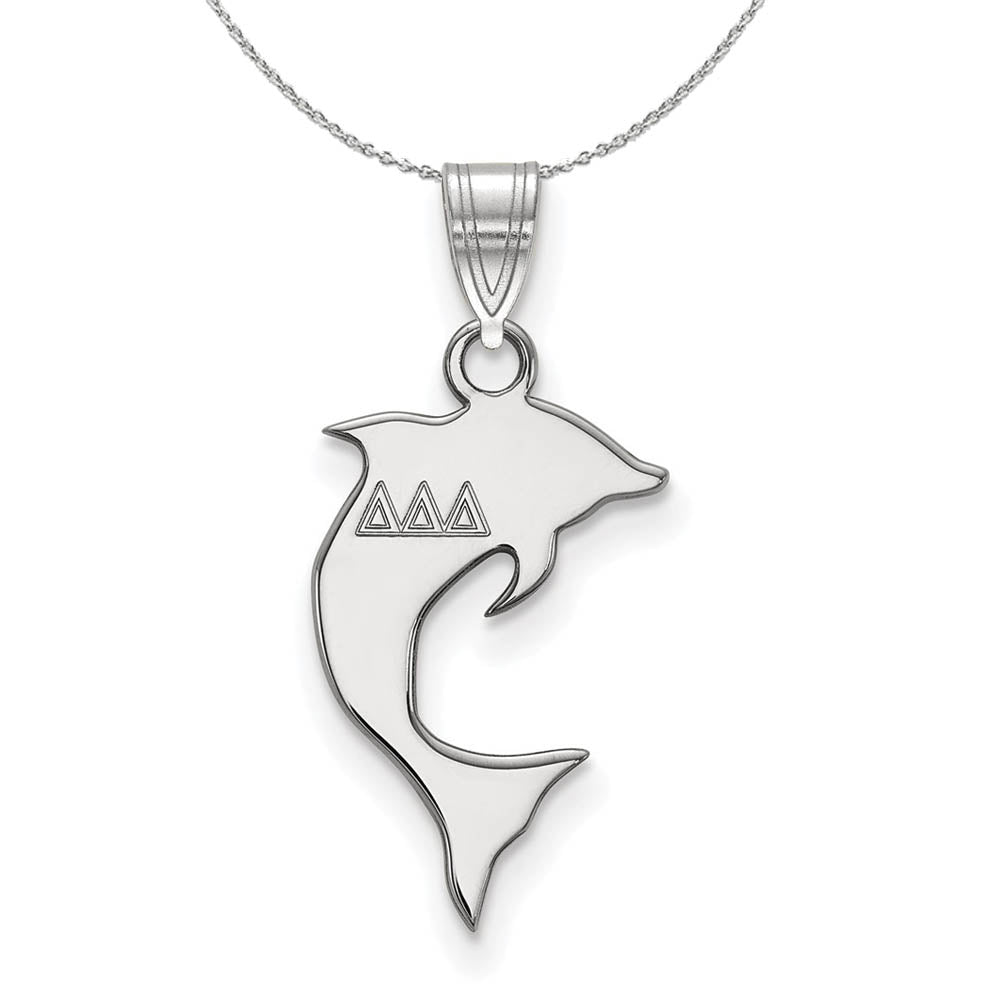 Sterling Silver Delta Delta Delta Small Pendant Necklace, Item N17849 by The Black Bow Jewelry Co.