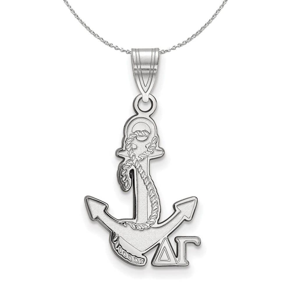 Sterling Silver Delta Gamma Medium Pendant Necklace, Item N17860 by The Black Bow Jewelry Co.