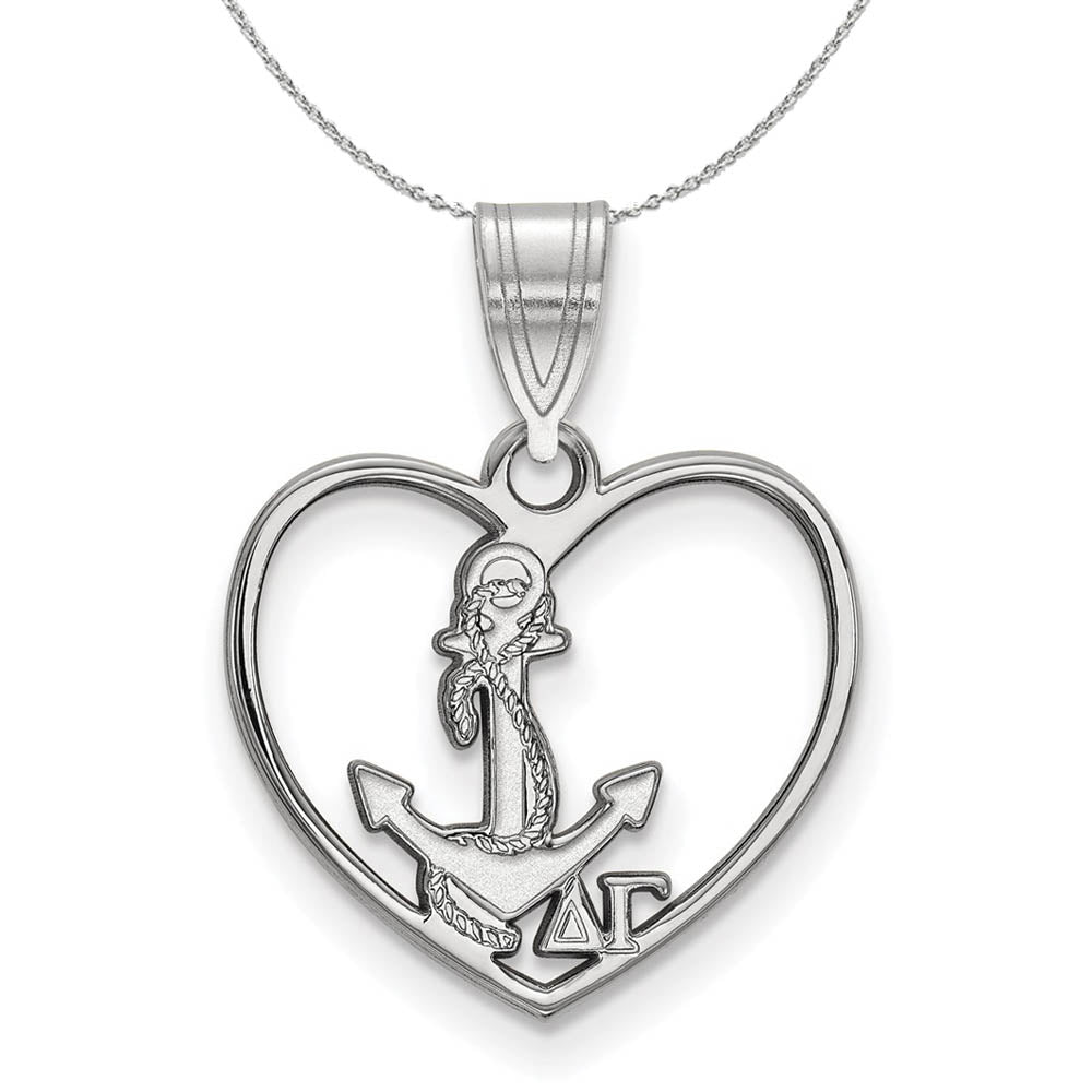 Sterling Silver Delta Gamma Heart Pendant Necklace, Item N17861 by The Black Bow Jewelry Co.