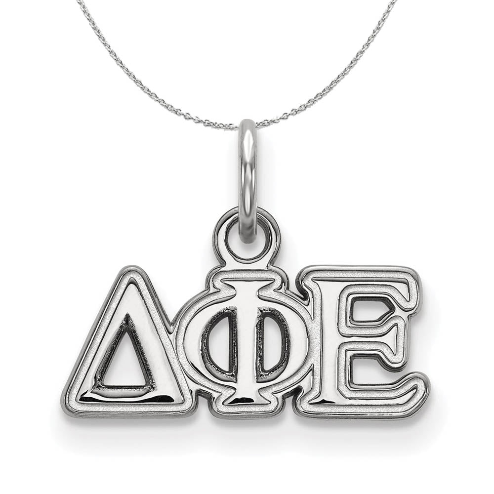 Sterling Silver Delta Phi Epsilon XS (Tiny) Greek Necklace, Item N17863 by The Black Bow Jewelry Co.