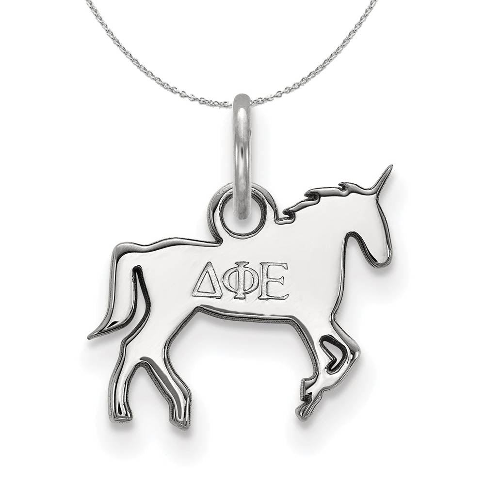 Sterling Silver Delta Phi Epsilon XS (Tiny) Pendant Necklace, Item N17868 by The Black Bow Jewelry Co.