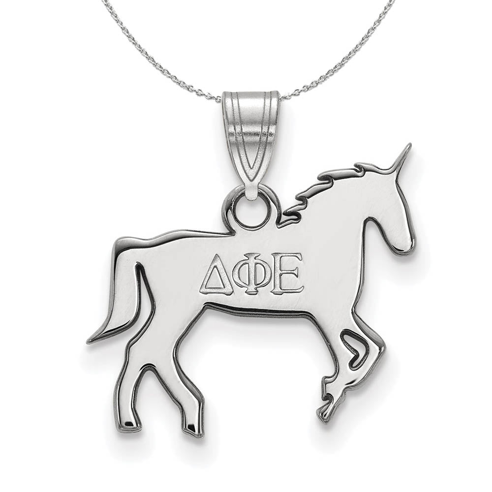 Sterling Silver Delta Phi Epsilon Small Pendant Necklace, Item N17869 by The Black Bow Jewelry Co.