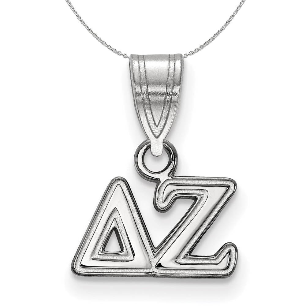 Sterling Silver Delta Zeta Small Greek Necklace, Item N17874 by The Black Bow Jewelry Co.
