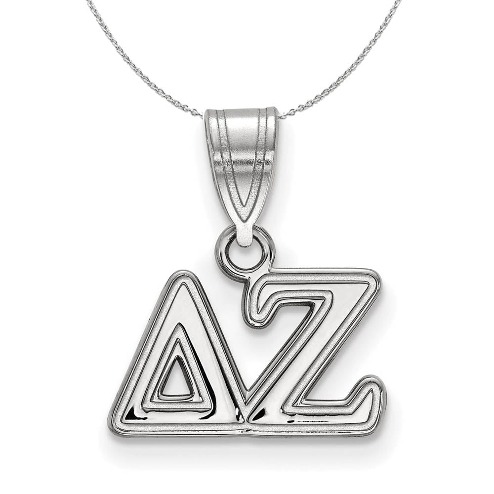 Sterling Silver Delta Zeta Medium Greek Necklace, Item N17875 by The Black Bow Jewelry Co.
