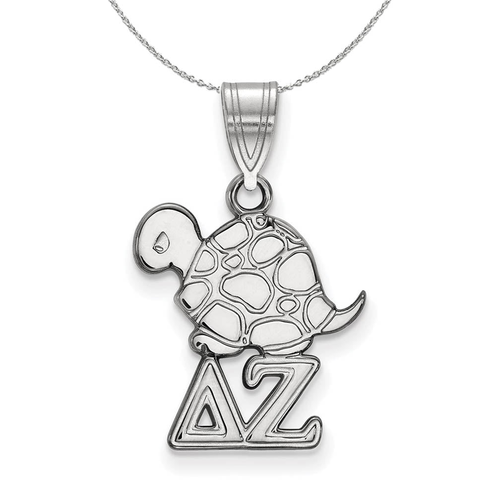 Sterling Silver Delta Zeta Small Pendant Necklace, Item N17879 by The Black Bow Jewelry Co.