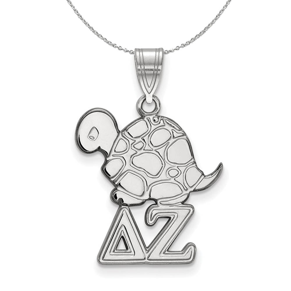 Sterling Silver Delta Zeta Medium Pendant Necklace, Item N17880 by The Black Bow Jewelry Co.
