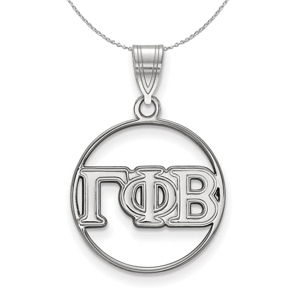 Sterling Silver Gamma Phi Beta Medium Circle Greek Necklace, Item N17887 by The Black Bow Jewelry Co.