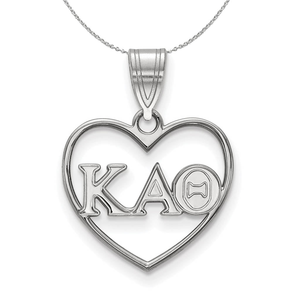 Sterling Silver Kappa Alpha Theta Heart Pendant Greek Necklace, Item N17895 by The Black Bow Jewelry Co.