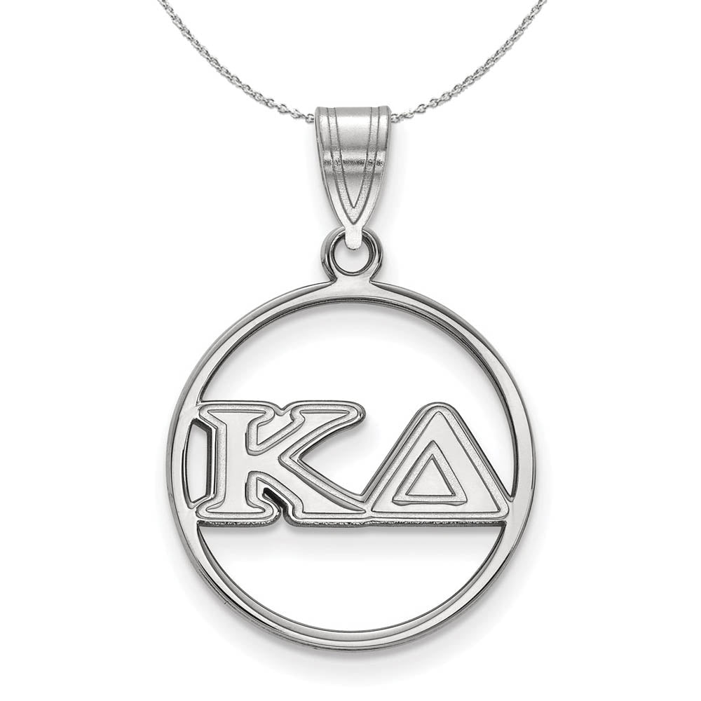Sterling Silver Kappa Delta Medium Circle Greek Necklace, Item N17906 by The Black Bow Jewelry Co.