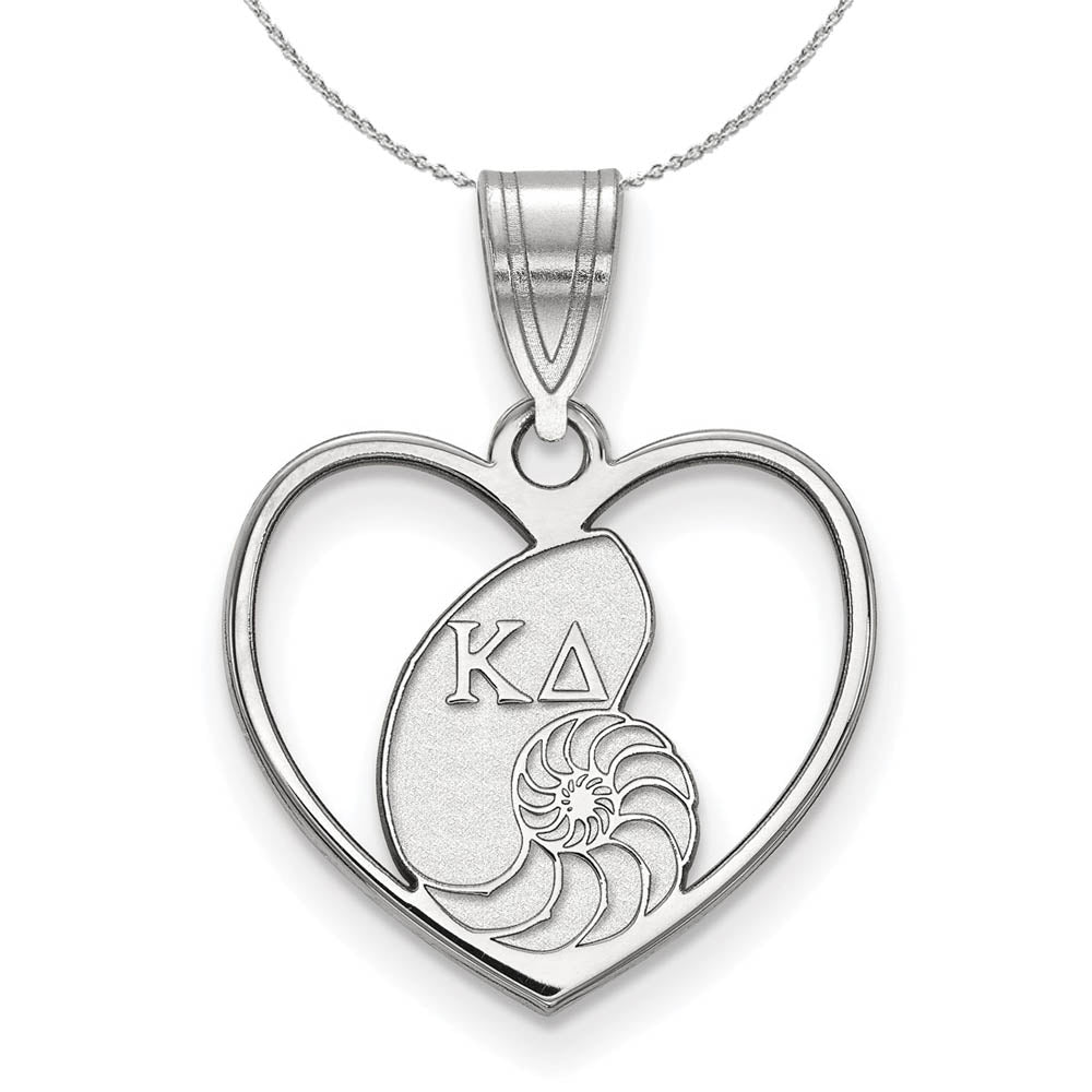 Sterling Silver Kappa Delta Heart Pendant Necklace, Item N17910 by The Black Bow Jewelry Co.