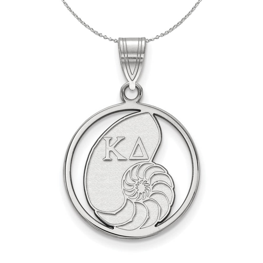 Sterling Silver Kappa Delta Medium Circle Pendant Necklace, Item N17911 by The Black Bow Jewelry Co.