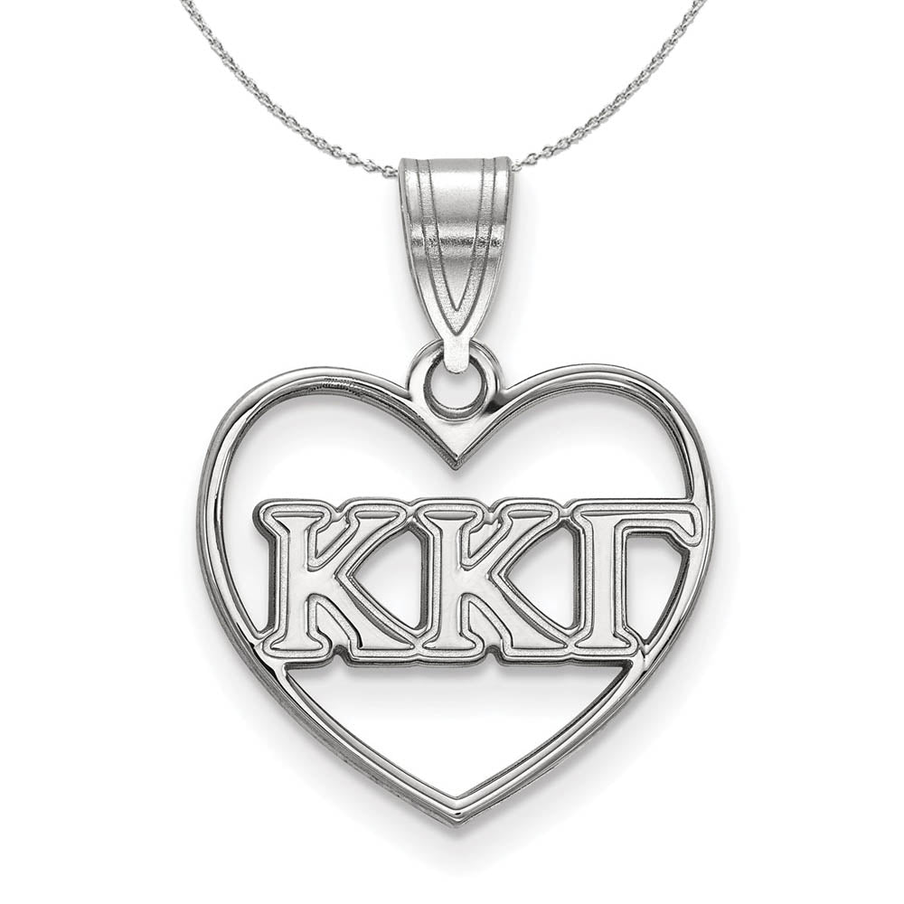 Sterling Silver Kappa Kappa Gamma Heart Greek Necklace, Item N17915 by The Black Bow Jewelry Co.