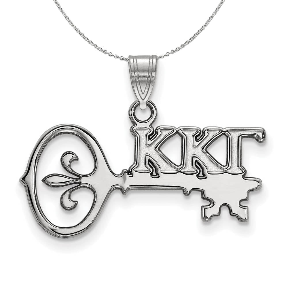 Sterling Silver Kappa Kappa Gamma Small Pendant Necklace, Item N17918 by The Black Bow Jewelry Co.
