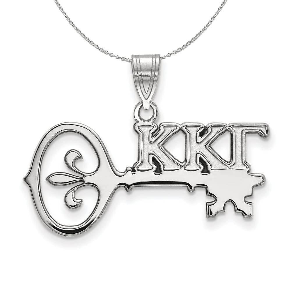 Sterling Silver Kappa Kappa Gamma Medium Pendant Necklace, Item N17919 by The Black Bow Jewelry Co.