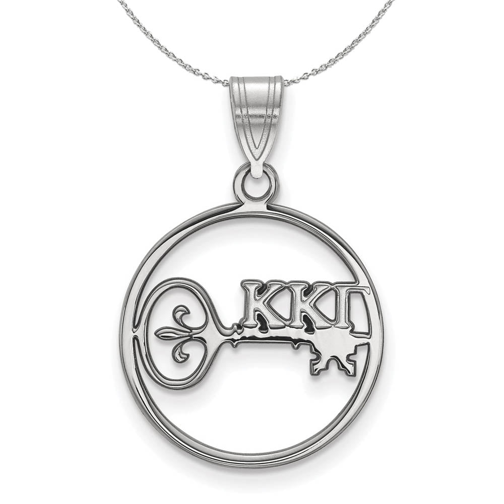 Sterling Silver Kappa Kappa Gamma Medium Circle Pendant Necklace, Item N17921 by The Black Bow Jewelry Co.