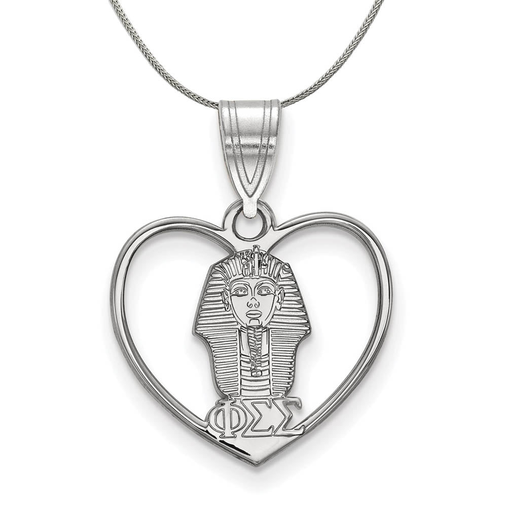 Sterling Silver Phi Sigma Sigma Heart Pendant Necklace, Item N17940 by The Black Bow Jewelry Co.