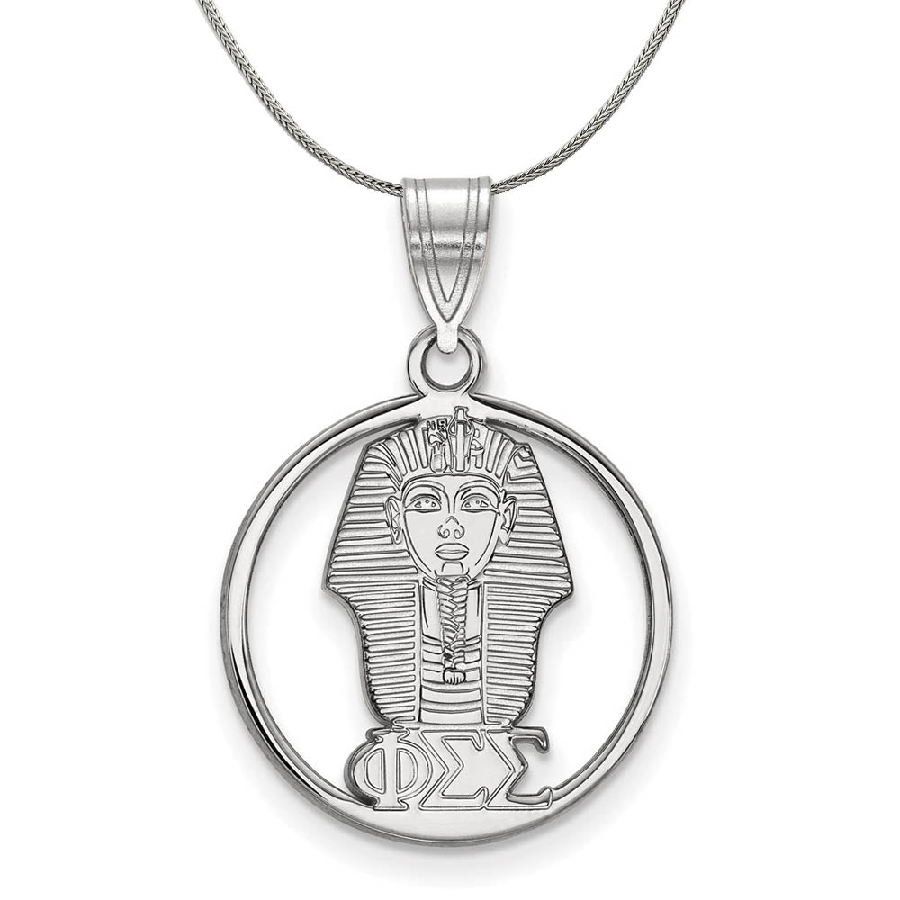 Sterling Silver Phi Sigma Sigma Medium Circle Pendant Necklace, Item N17941 by The Black Bow Jewelry Co.