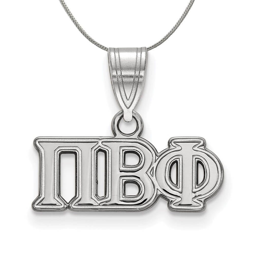 Sterling Silver Pi Beta Phi Medium Greek Necklace, Item N17944 by The Black Bow Jewelry Co.