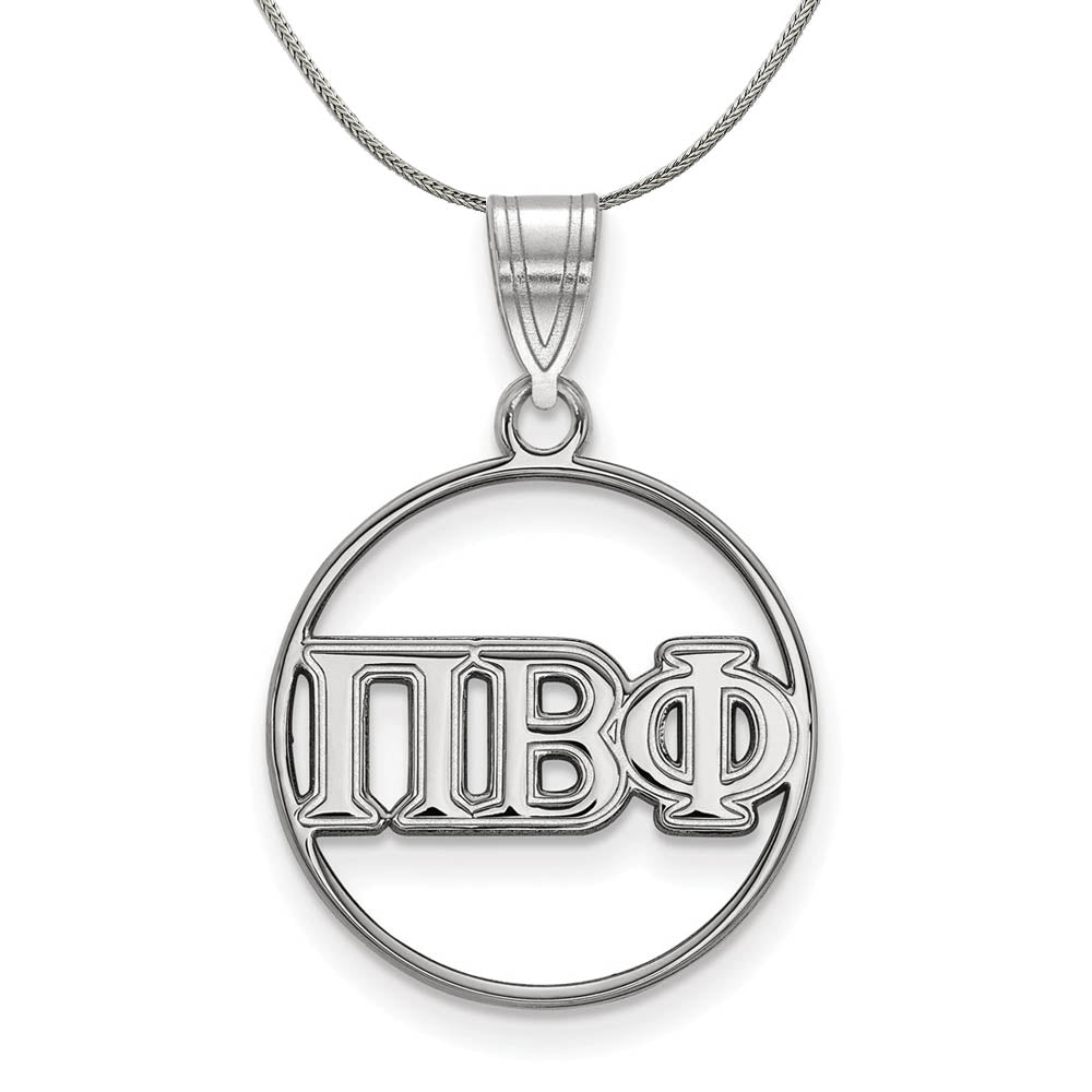 Sterling Silver Pi Beta Phi Medium Circle Greek Necklace, Item N17946 by The Black Bow Jewelry Co.