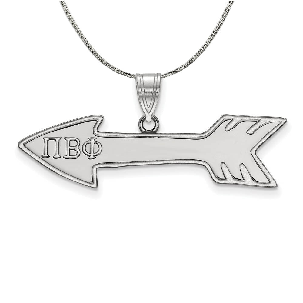 Sterling Silver Pi Beta Phi Medium Pendant Necklace, Item N17949 by The Black Bow Jewelry Co.