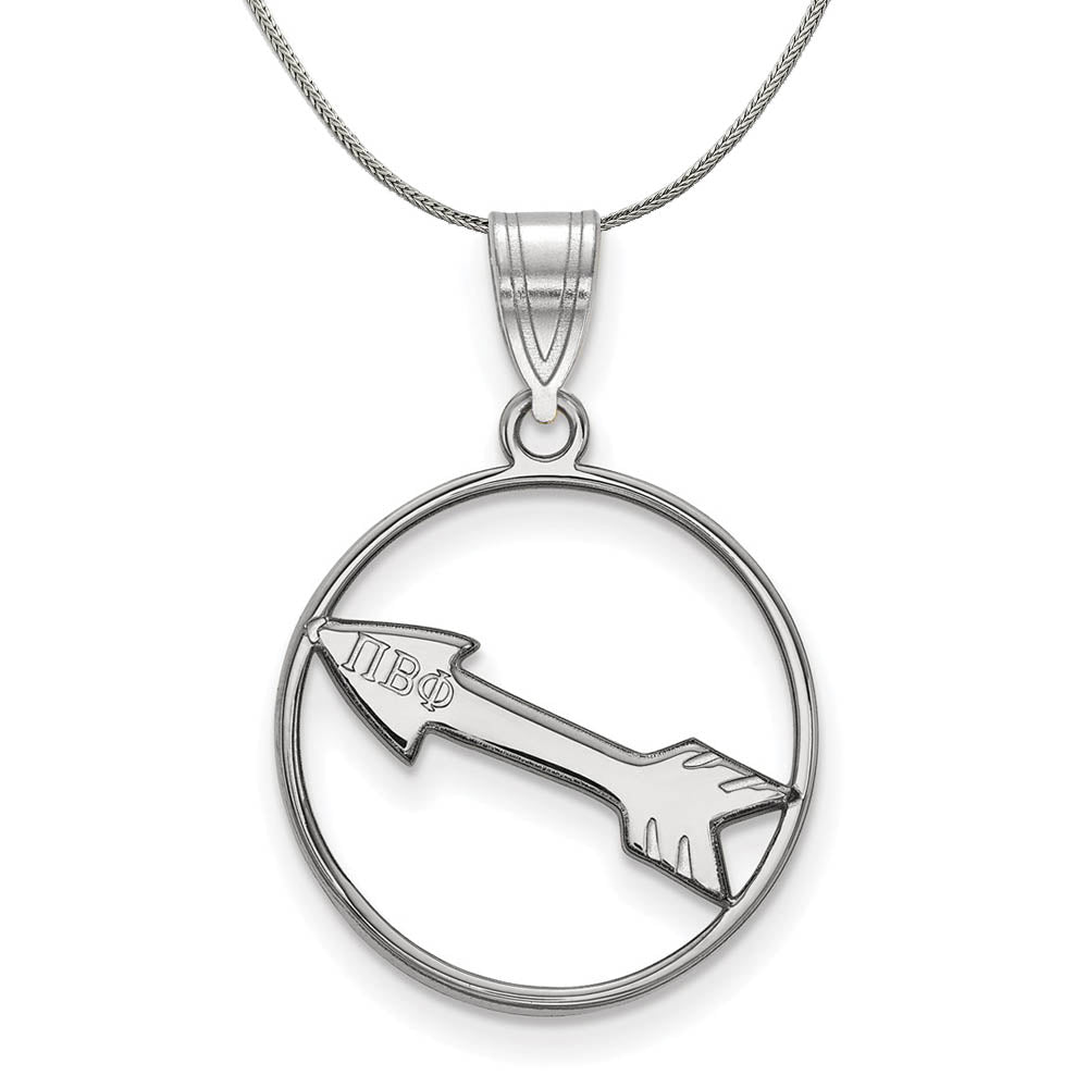 Sterling Silver Pi Beta Phi Medium Circle Pendant Necklace, Item N17951 by The Black Bow Jewelry Co.