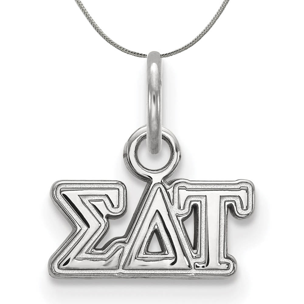 Sterling Silver Sigma Delta Tau XS (Tiny) Greek Necklace, Item N17952 by The Black Bow Jewelry Co.