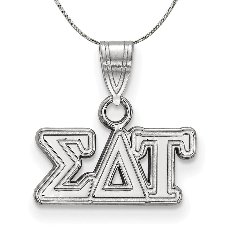 Sterling Silver Sigma Delta Tau Small Greek Necklace, Item N17953 by The Black Bow Jewelry Co.