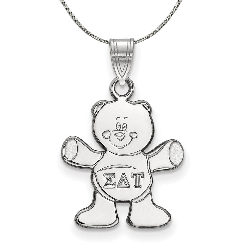 Sterling Silver Sigma Delta Tau Small Pendant Necklace, Item N17958 by The Black Bow Jewelry Co.