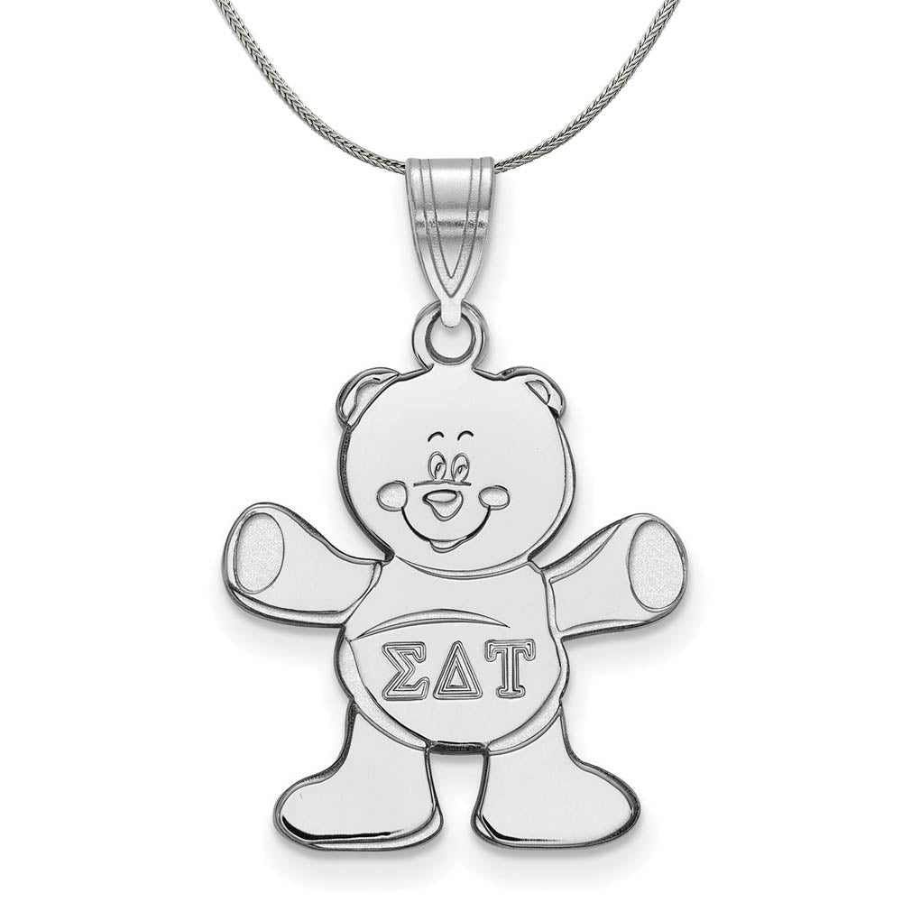 Sterling Silver Sigma Delta Tau Medium Pendant Necklace, Item N17959 by The Black Bow Jewelry Co.