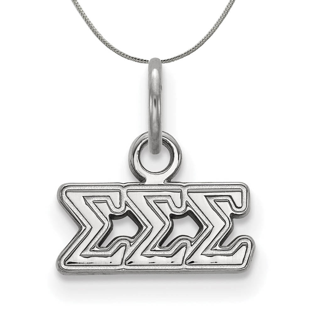 Sterling Silver Sigma Sigma Sigma XS (Tiny) Greek Necklace, Item N17972 by The Black Bow Jewelry Co.