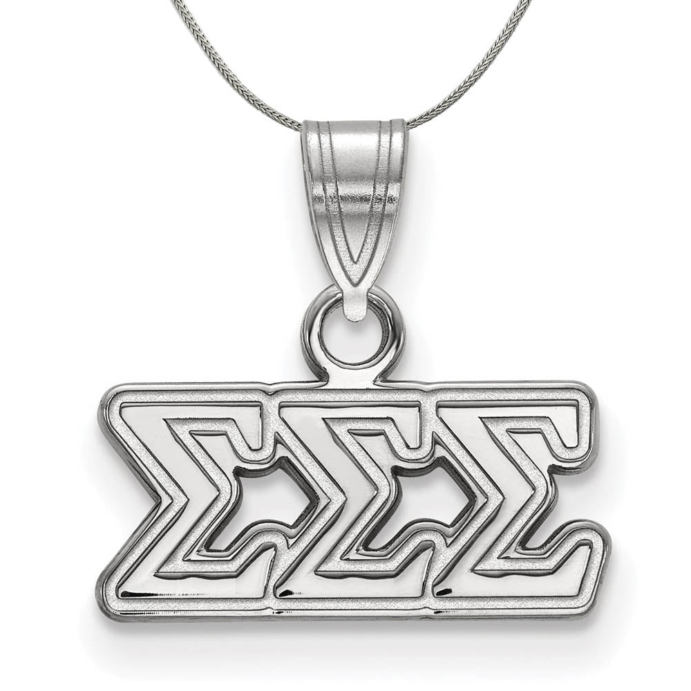 Sterling Silver Sigma Sigma Sigma Small Greek Necklace, Item N17973 by The Black Bow Jewelry Co.