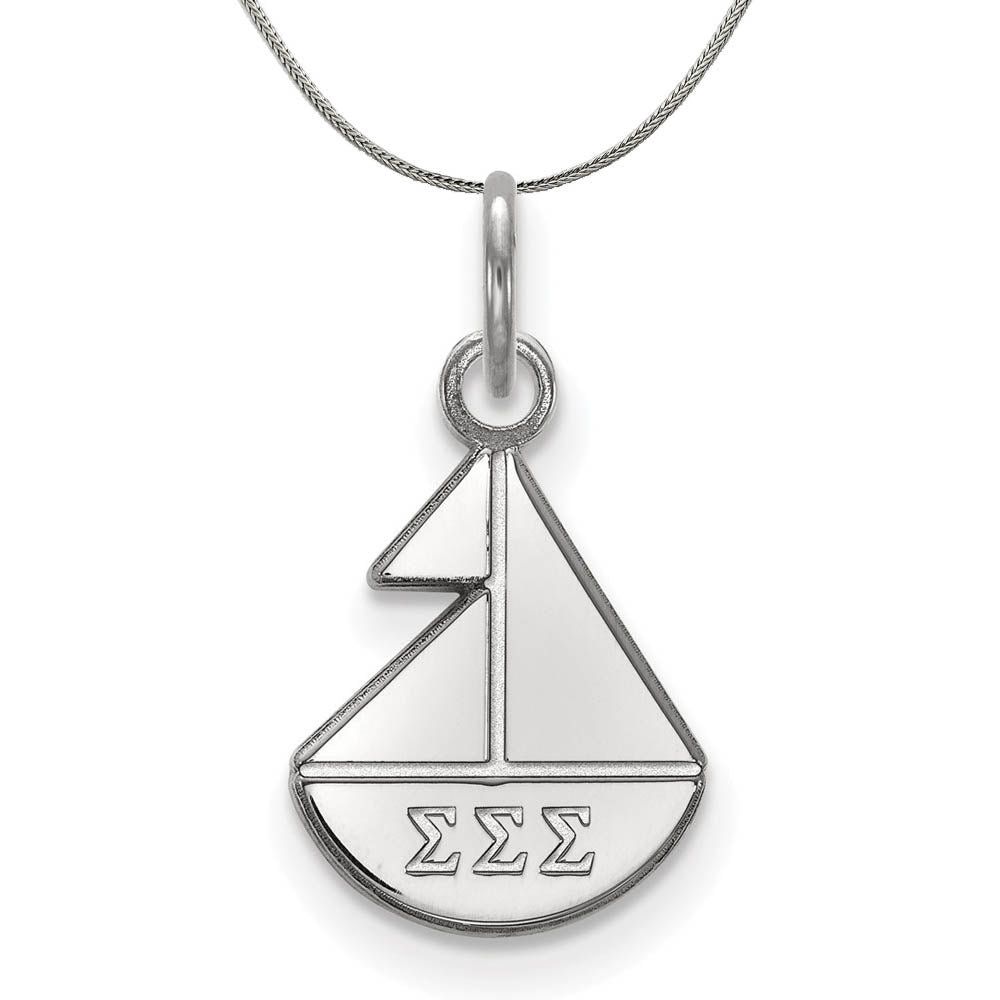 Sterling Silver Sigma Sigma Sigma XS (Tiny) Pendant Necklace, Item N17977 by The Black Bow Jewelry Co.