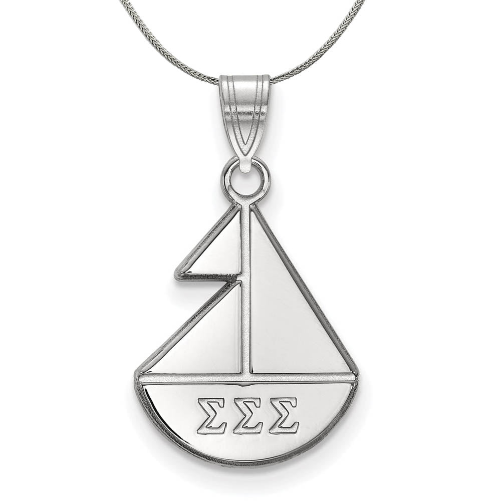 Sterling Silver Sigma Sigma Sigma Small Pendant Necklace, Item N17978 by The Black Bow Jewelry Co.